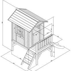 Maisonnette blanche sur pilotis Lodge XL avec toboggan blanc Axi