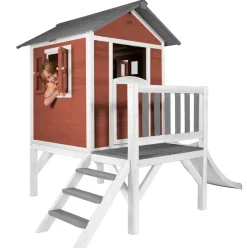 Maisonnette blanche sur pilotis Lodge XL avec toboggan blanc Axi