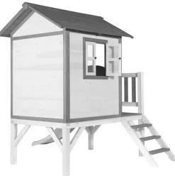 Maisonnette blanche sur pilotis Lodge XL avec toboggan blanc Axi