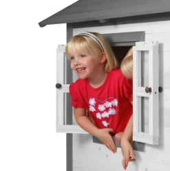 Maisonnette blanche sur pilotis Lodge XL avec toboggan blanc Axi