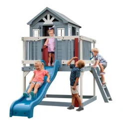 Maisonnette bleue sur pilotis avec toboggan Beacon Heights Backyard Discovery