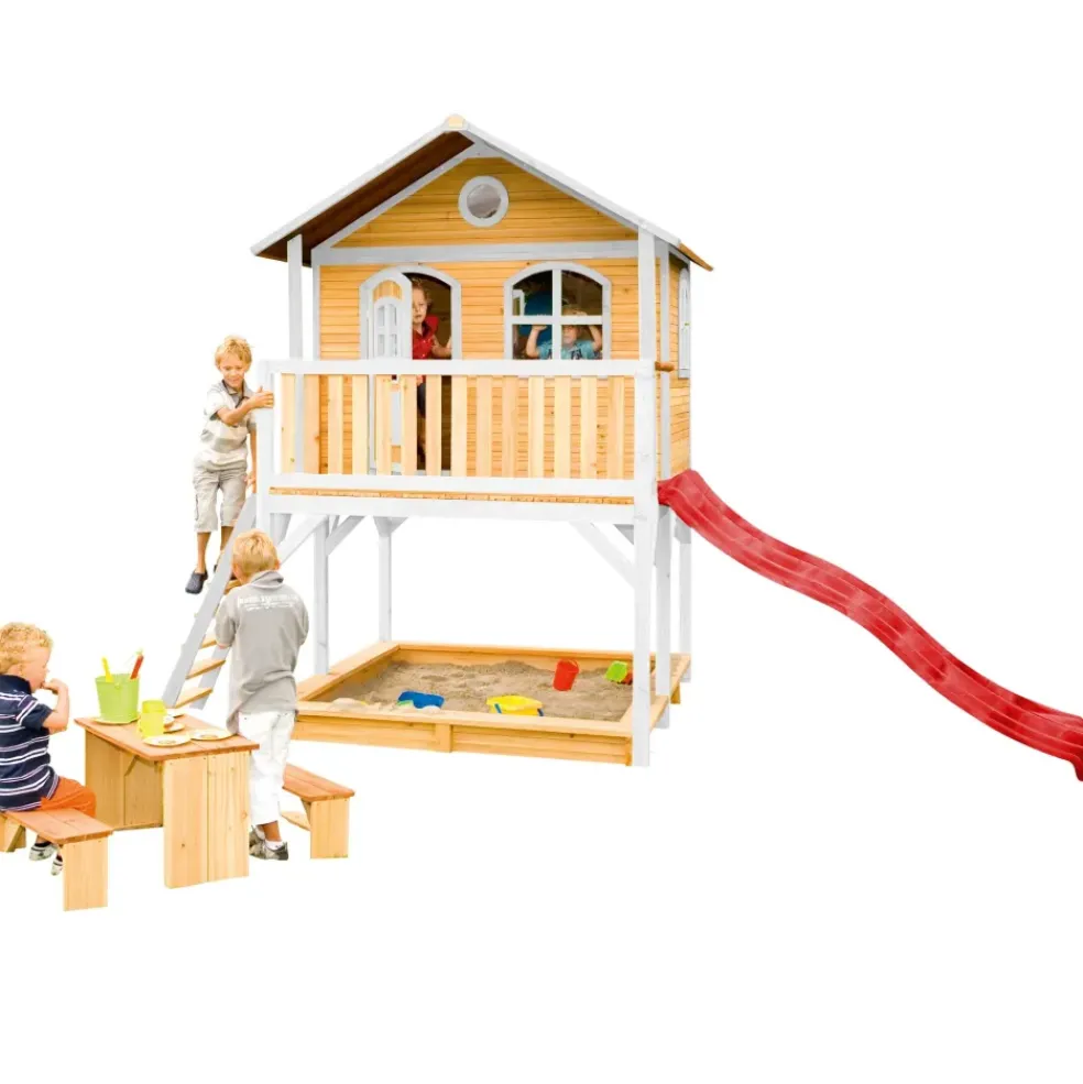Maisonnette en bois brun/ blanc sur pilotis Marc d'Axi
