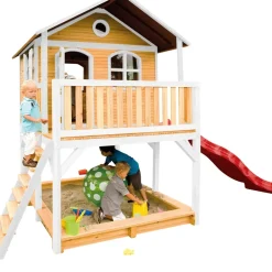 Maisonnette en bois brun/ blanc sur pilotis Marc d'Axi