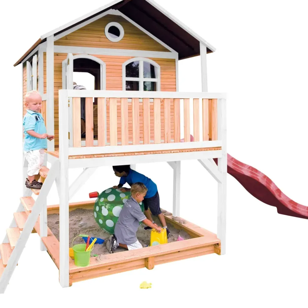 Maisonnette en bois brun/ blanc sur pilotis Marc d'Axi