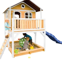 Maisonnette en bois brun/ blanc sur pilotis Marc d'Axi