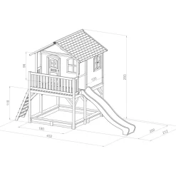 Maisonnette en bois brun/ blanc sur pilotis Marc d'Axi