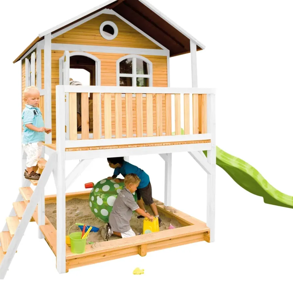 Maisonnette en bois brun/ blanc sur pilotis Marc d'Axi