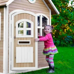 Maisonnette Julia en bois brun/blanc Axi