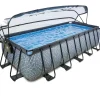Piscine grise 540x250x122 cm avec dôme et pompe filtrante sable EXIT