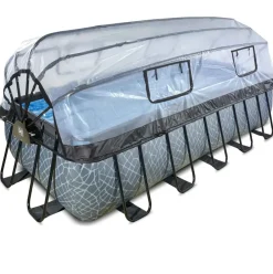 Piscine grise 540x250x122 cm avec dôme et pompe filtrante sable EXIT