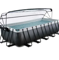 Piscine grise 540x250x122 cm avec dôme et pompe filtrante sable EXIT
