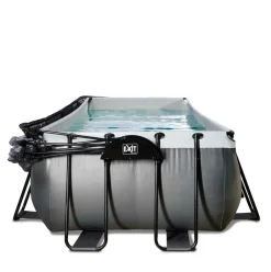 Piscine grise 540x250x122 cm avec dôme et pompe filtrante sable EXIT