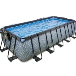 Piscine grise 540x250x122 cm avec dôme et pompe filtrante sable EXIT