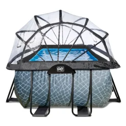 Piscine grise 540x250x122 cm avec dôme et pompe filtrante sable EXIT