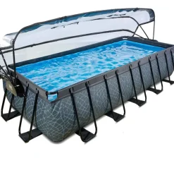 Piscine grise 540x250x100 cm avec dôme et pompe filtrante sable EXIT