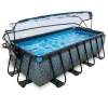 Piscine grise 400x200x100cm avec dôme et pompe filtrante sable EXIT