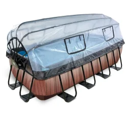 Piscine grise 400x200x100cm avec dôme et pompe filtrante sable EXIT