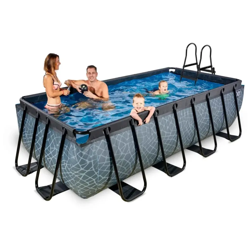 Piscine hors sol grise 400 x 200 x 100 cm avec pompe filtrante EXIT