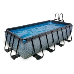 Piscine hors sol grise 400 x 200 x 100 cm avec pompe filtrante EXIT