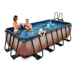 Piscine hors sol grise 400 x 200 x 100 cm avec pompe filtrante EXIT
