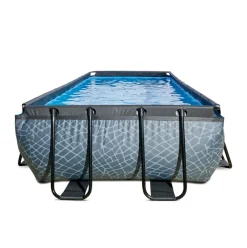 Piscine hors sol grise 400 x 200 x 100 cm avec pompe filtrante EXIT