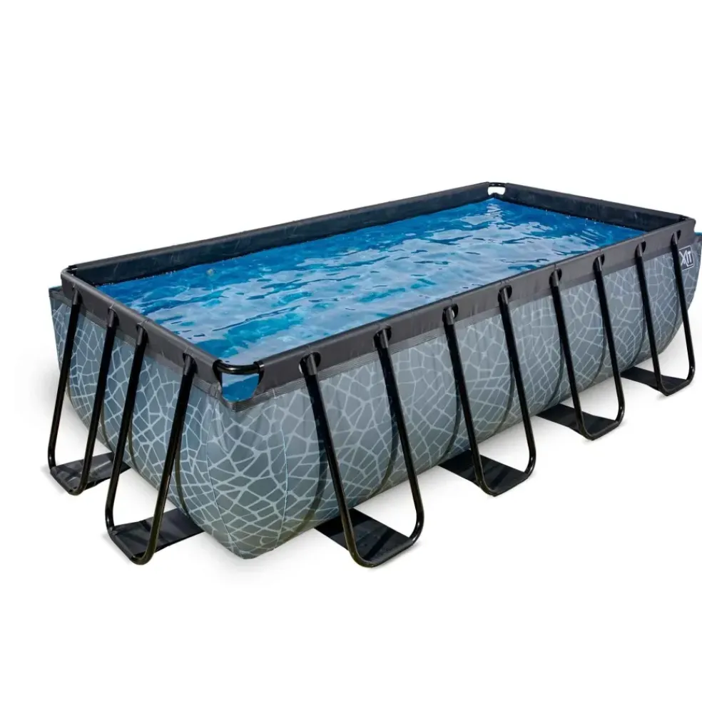 Piscine hors sol grise 400 x 200 x 100 cm avec pompe filtrante EXIT