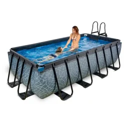 Piscine hors sol grise 400 x 200 x 100 cm avec pompe filtrante EXIT