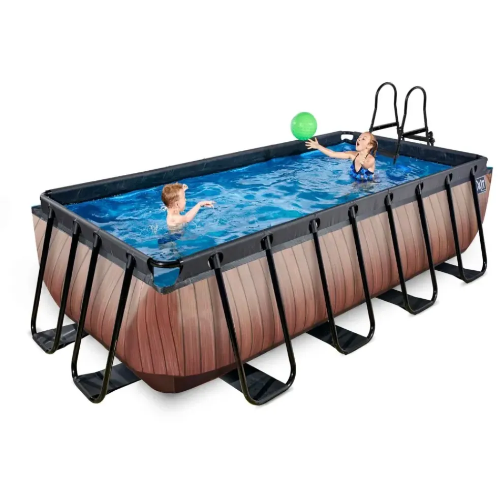 Piscine hors sol grise 400 x 200 x 100 cm avec pompe filtrante EXIT