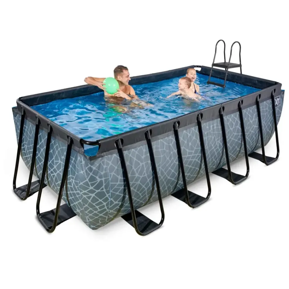 Piscine hors sol grise 400 x 200 x 122 cm avec pompe filtrante EXIT