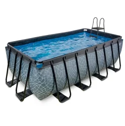 Piscine hors sol grise 400 x 200 x 122 cm avec pompe filtrante EXIT