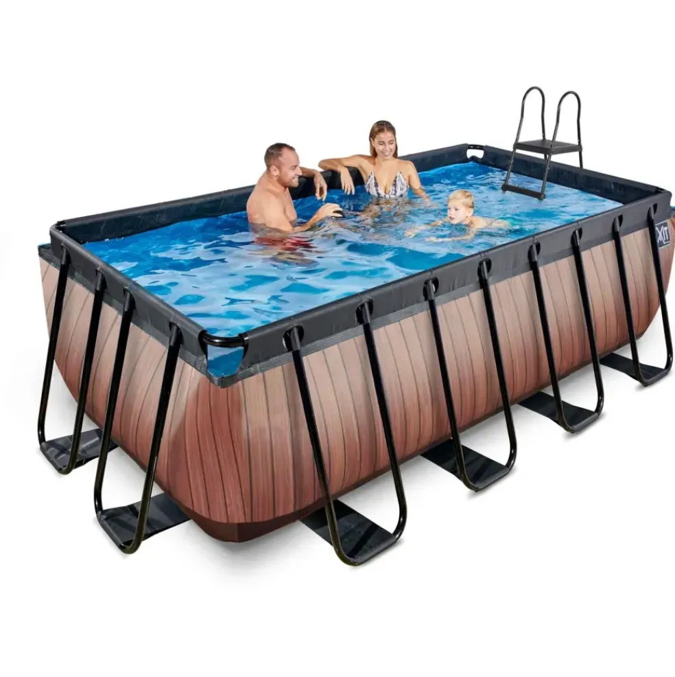 Piscine hors sol grise 400 x 200 x 122 cm avec pompe filtrante EXIT
