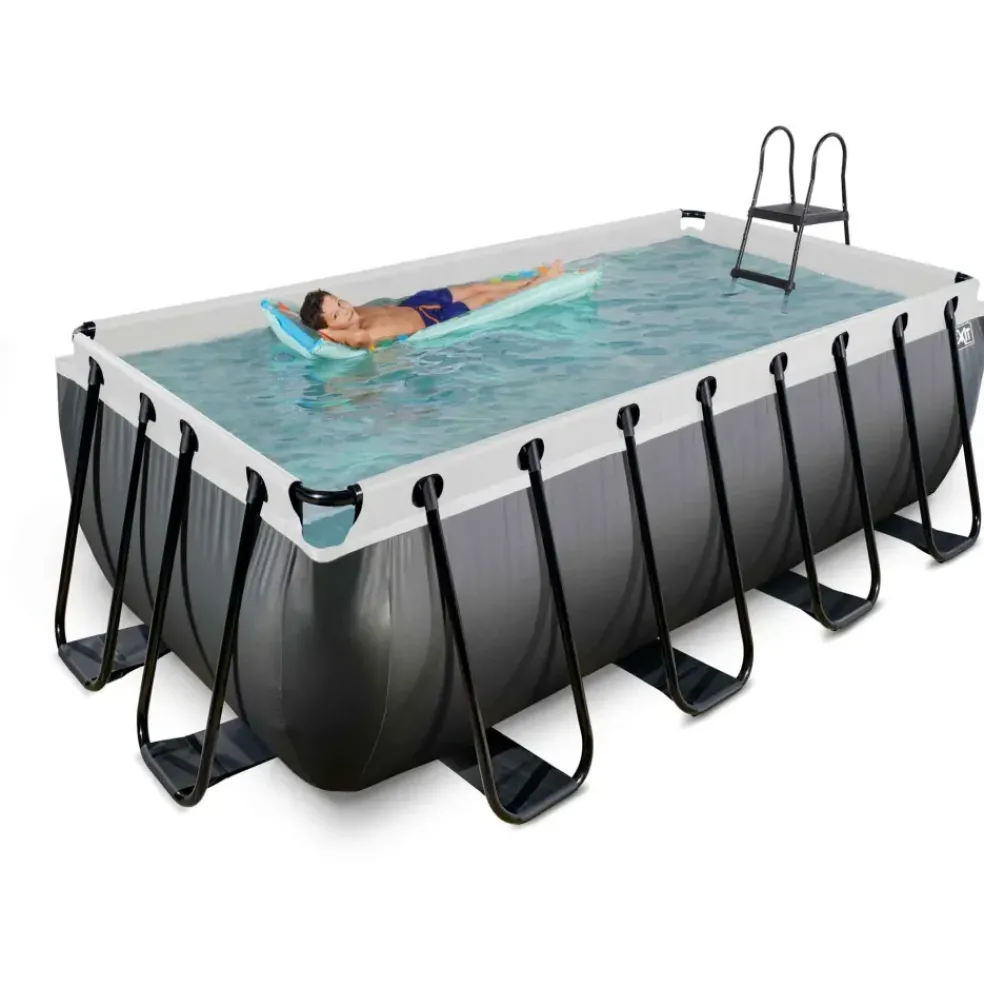 Piscine hors sol grise 400 x 200 x 122 cm avec pompe filtrante EXIT