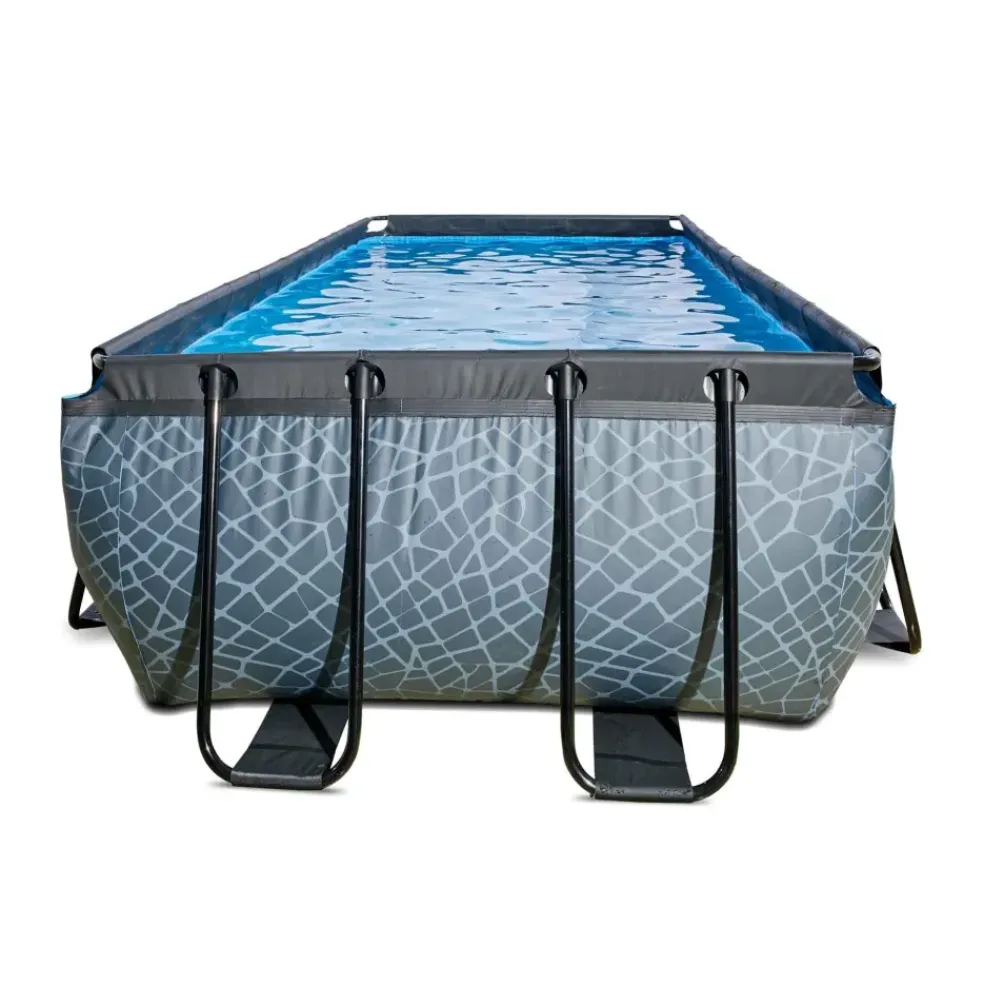 Piscine hors sol grise 400 x 200 x 122 cm avec pompe filtrante EXIT