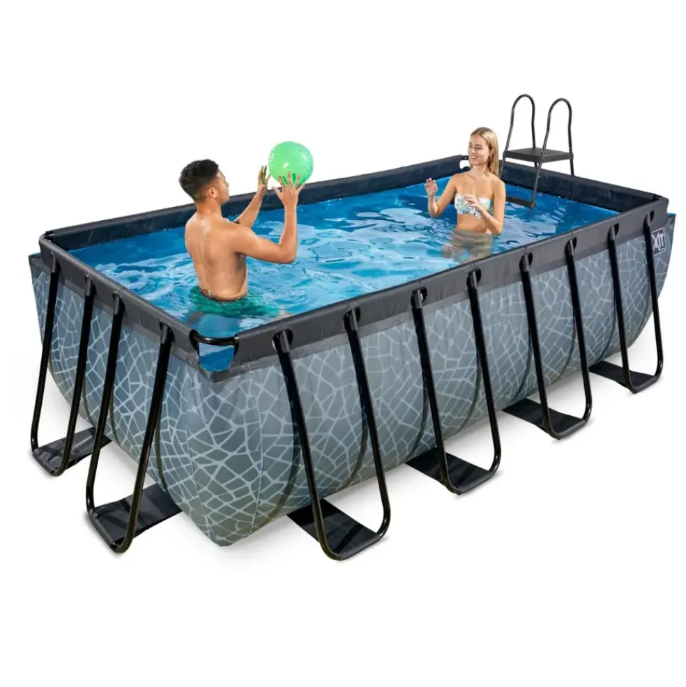 Piscine hors sol grise 400 x 200 x 122 cm avec pompe filtrante EXIT