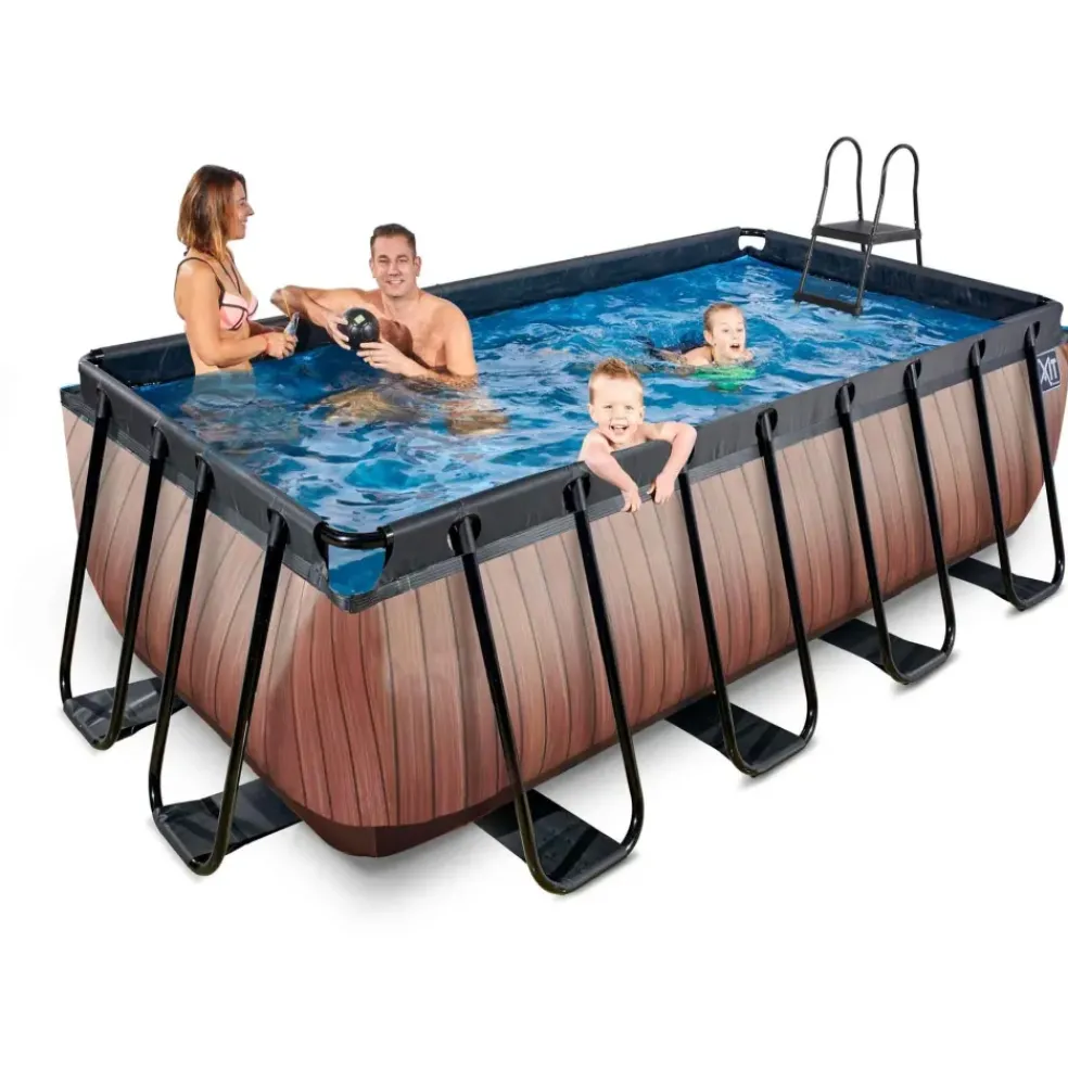Piscine hors sol grise 400 x 200 x 122 cm avec pompe filtrante EXIT