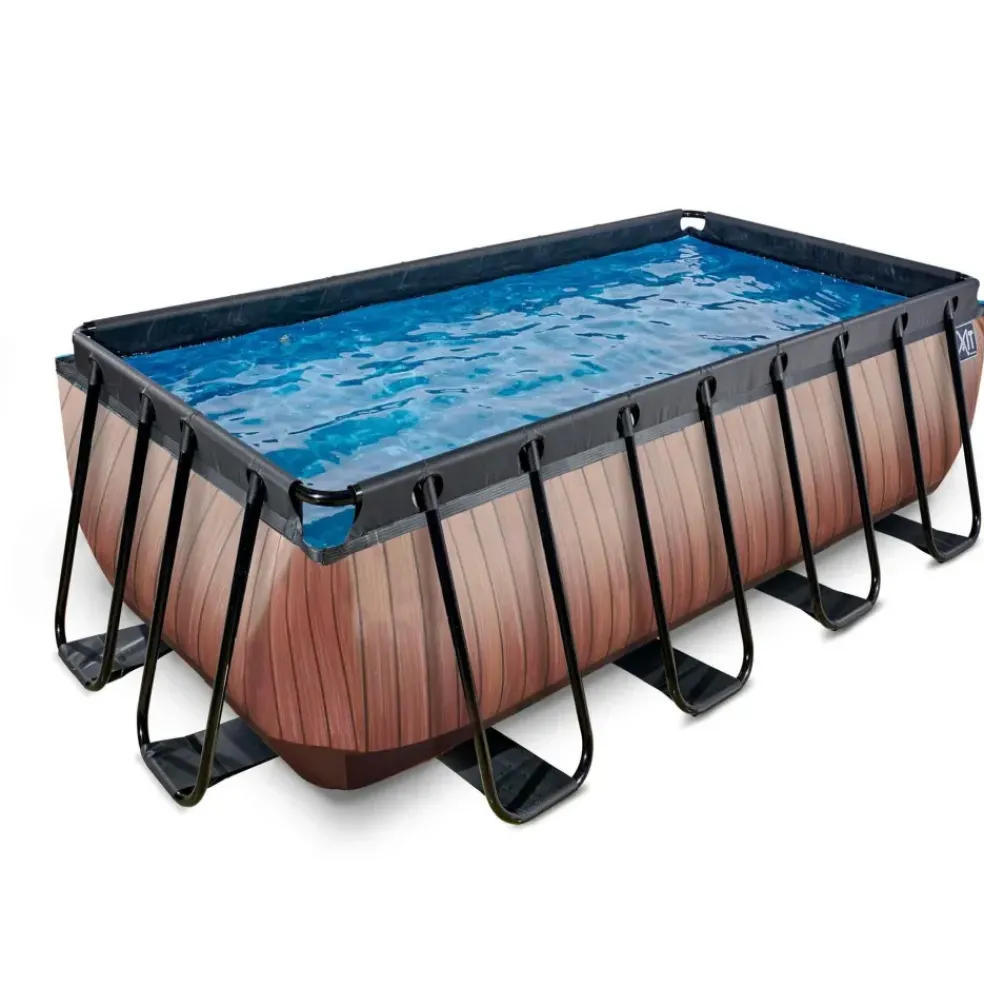 Piscine hors sol grise 400 x 200 x 122 cm avec pompe filtrante EXIT