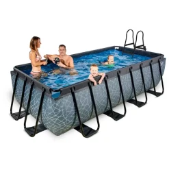 Piscine hors sol grise 400x200x100 cm avec pompe filtrante dable EXIT