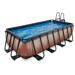 Piscine hors sol grise 400x200x100 cm avec pompe filtrante dable EXIT