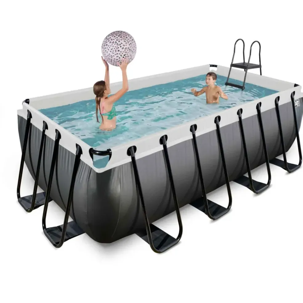 Piscine hors sol grise 400x200x122cm avec pompe filtrante sable EXIT