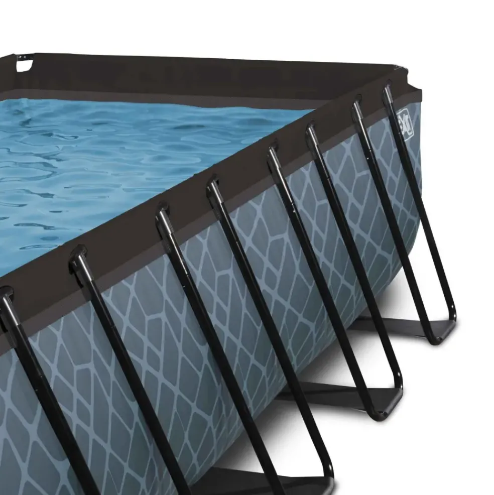 Piscine hors sol grise 400x200x122cm avec pompe filtrante sable EXIT