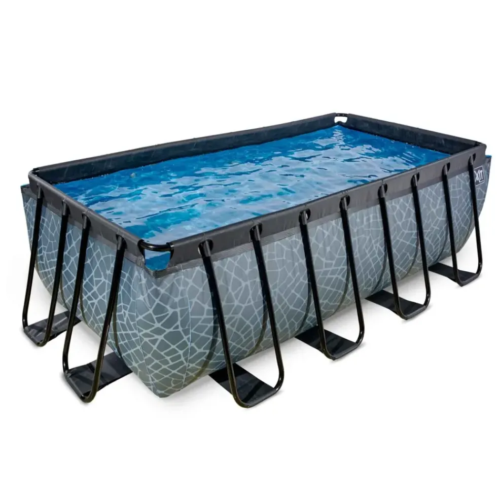 Piscine hors sol grise 400x200x122cm avec pompe filtrante sable EXIT