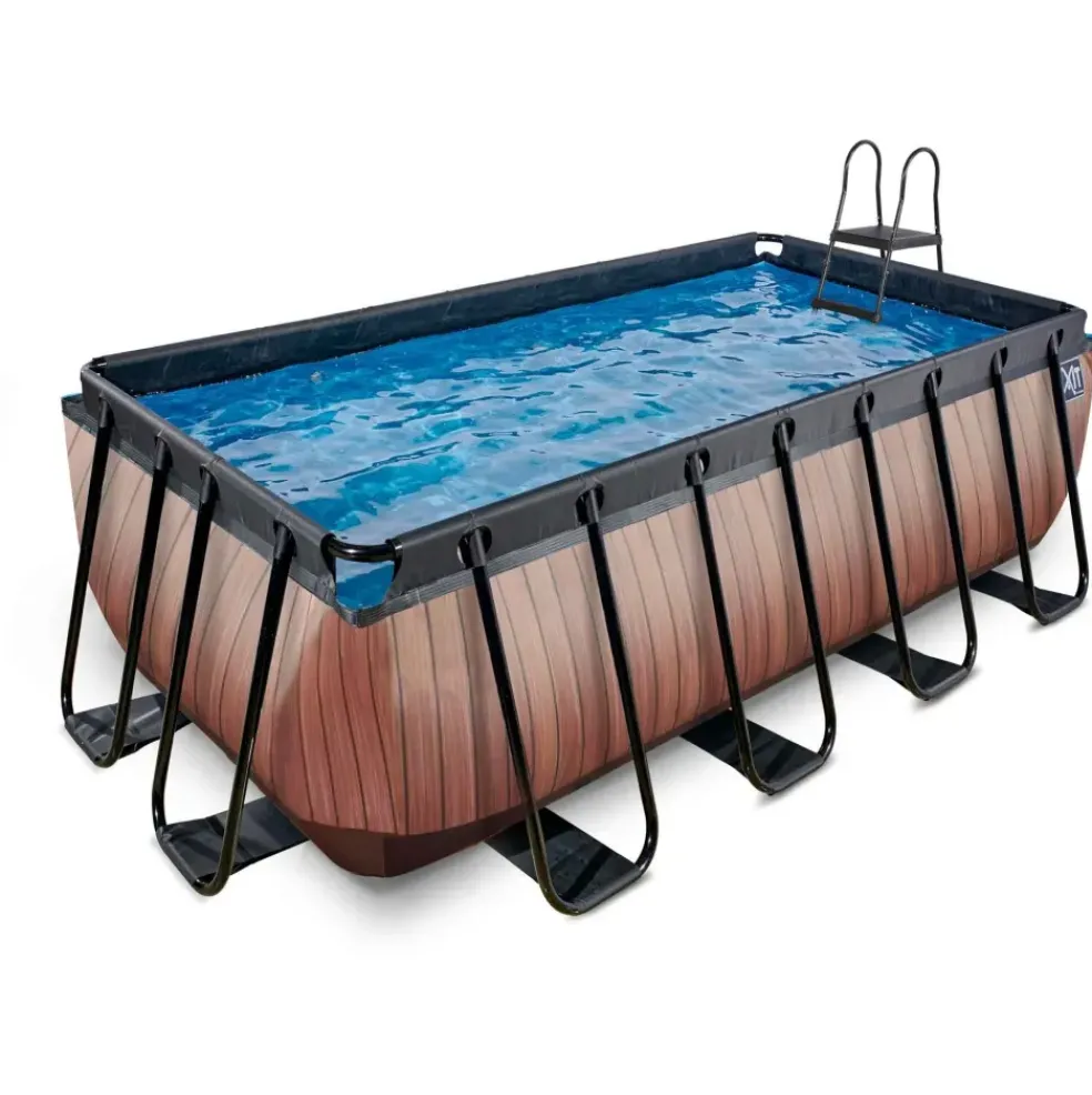 Piscine hors sol grise 400x200x122cm avec pompe filtrante sable EXIT