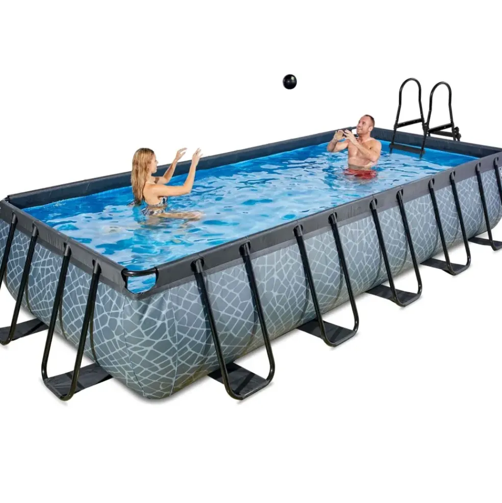 Piscine hors sol grise 540 x 250 x 100 cm avec pompe filtrante EXIT