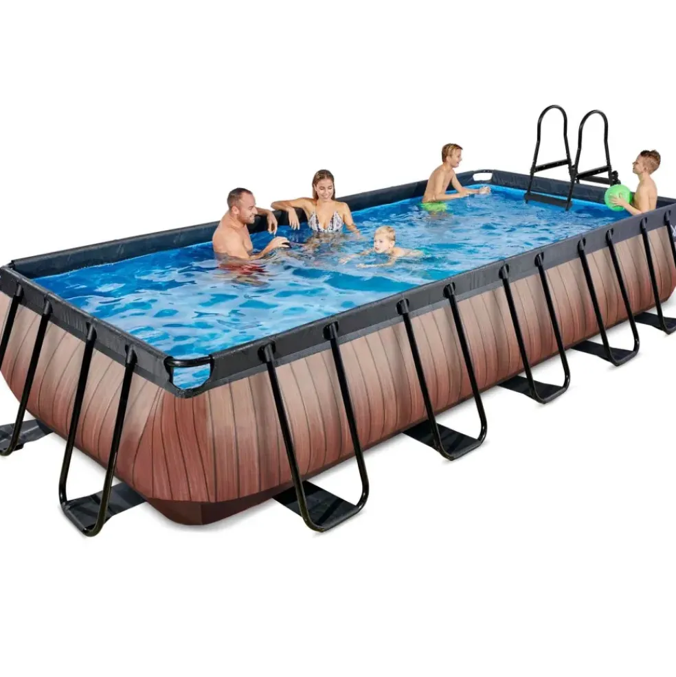 Piscine hors sol grise 540 x 250 x 100 cm avec pompe filtrante EXIT