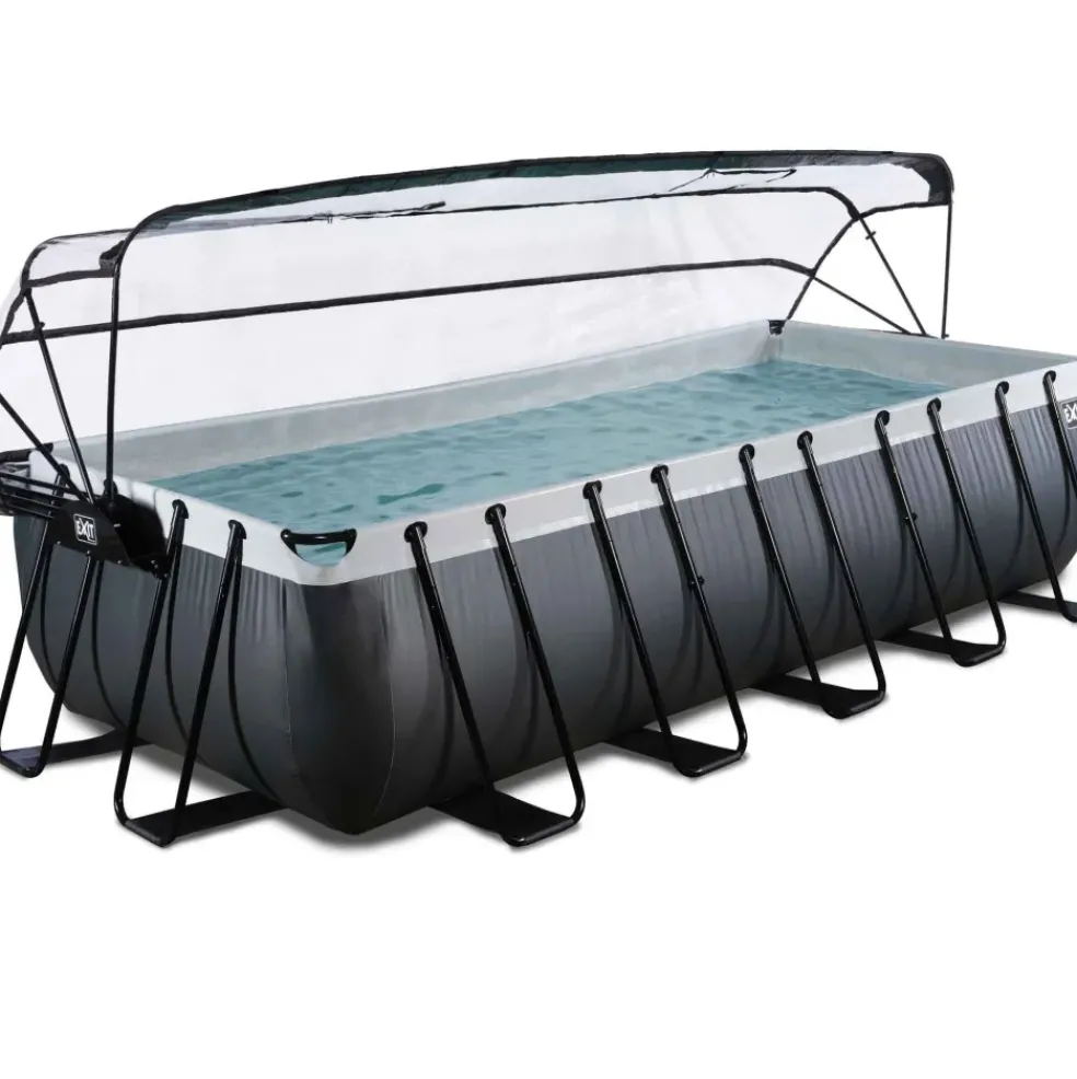 Piscine hors sol grise 540x250x122 cm + dôme et pompe à chaleur EXIT