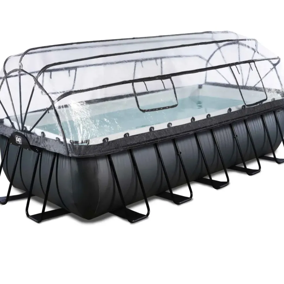 Piscine hors sol grise 540x250x122 cm + dôme et pompe à chaleur EXIT