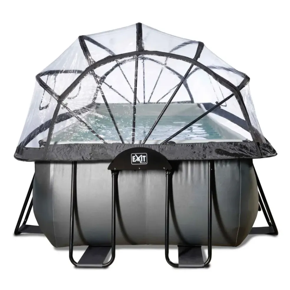 Piscine hors sol grise 540x250x122 cm + dôme et pompe à chaleur EXIT