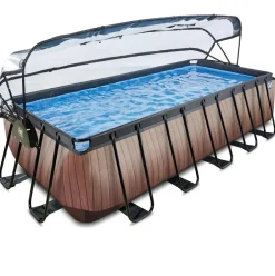 Piscine hors sol grise 540x250x122 cm + dôme et pompe à chaleur EXIT
