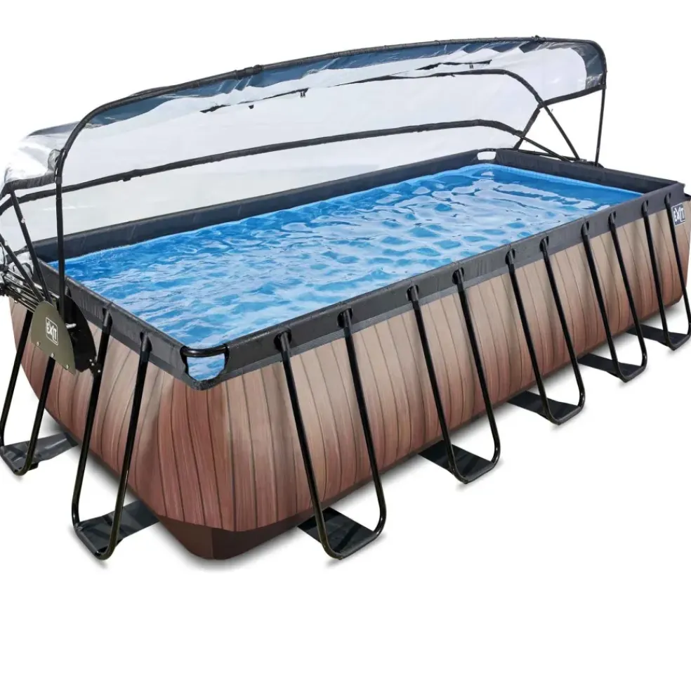 Piscine hors sol grise 540x250x122 cm + dôme et pompe à chaleur EXIT