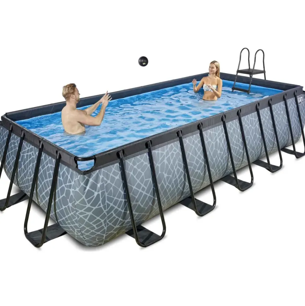 Piscine hors sol grise 540x250x122 cm avec pompe filtrante sable EXIT